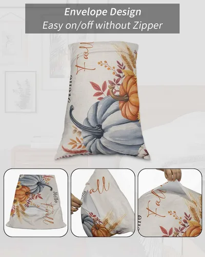 Vista 7 de Fundas de almohada de tamaño estándar de Acción de Gracias, 2 paquetes de fundas de almohada suaves decorativas para sofá de cuerpo largo, con Azul