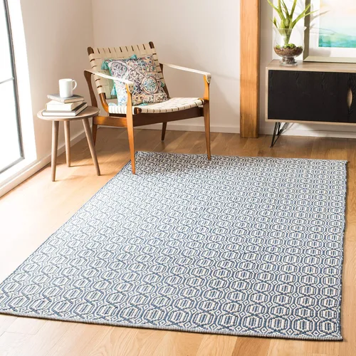 Vista 15 de SAFAVIEH Colección Montauk - Alfombra decorativa de 3 x 5 pies, color marfil y azul marino, tejido plano bohemio hecho a mano, de algodón, ideal