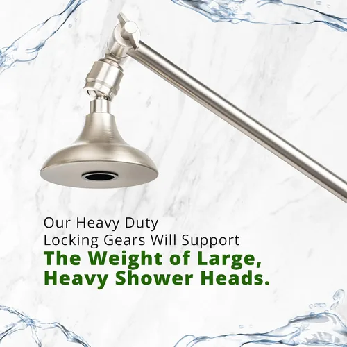 Vista 2 de High Sierra® - Extensión de brazo de ducha ajustable de 9 pulgadas para cabezales de ducha fijos. Los mejores engranajes de bloqueo de la industria