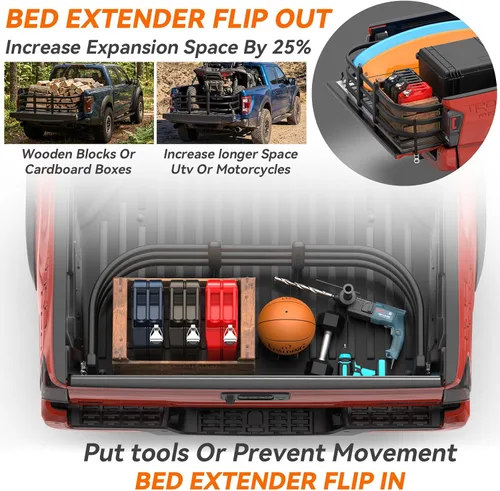 Vista 8 de Extensor de caja de camión para Tacoma Gladiator Maverick Ridgeline, extensión de longitud de cama de 21 pulgadas, se requiere perforación