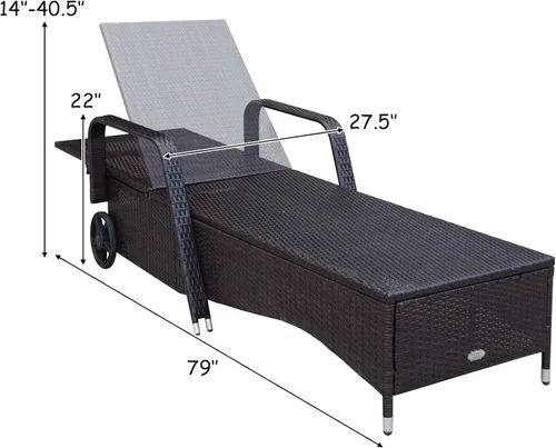 Vista 2 de COSTWAY Silla de salón de ratán para patio, sofá reclinable ajustable, acolchado, jardín