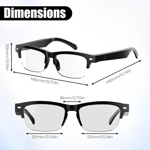 Vista 5 de Lentes inteligentes AI para hombres y mujeres con GPT de chat, lentes de traducción Bluetooth (más de 165 idiomas y acentos), lentes que cambian