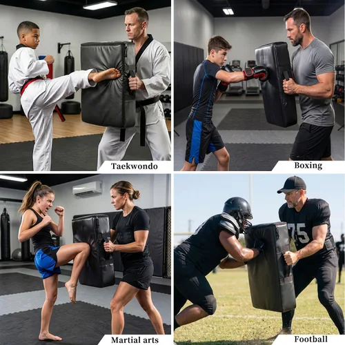 Vista 4 de Kick Shield Pad: Muay Thai Punch Kickboxing Heavy Curved Striking Foot Target Training with 5 Padded Handles Martial Arts Karate TKD Taekwondo