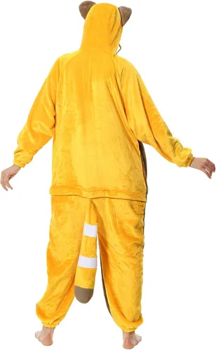 Vista 3 de OLAOLA Pijama de franela con diseño de panda rojo para adultos para el hogar ropa de dormir Halloween cosplay para mujeres y hombres