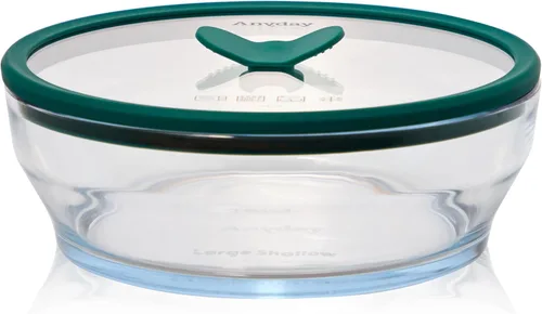 Vista 11 de Anyday Almacenamiento de alimentos de vidrio de 7 tazas con tapa de vidrio, plato redondo poco profundo, preparación de comidas y utensilios