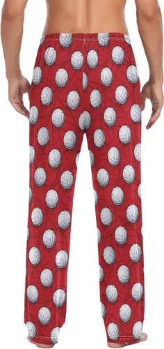 Vista 2 de Pantalones de pijama para hombre, pantalones de pijama de corte recto con bolsillos
