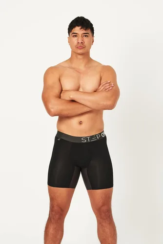 Vista 3 de STEP ONE Calzoncillos tipo bóxer de bambú para hombre (más largo), antirozaduras, absorbe la humedad para hombres