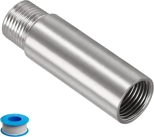 Vista 10 de Brazo de extensión de cabezal de ducha, 1.2 pulgadas 1/2PT macho a 1/2PT hembra rosca 304 acoplador de montaje de tubería de acero inoxidable