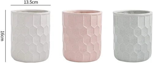 Vista 5 de Macetas de cerámica con forma de panal recto para suculentas, macetas modernas geométricas de cerámica para plantas, jarrón decorativo