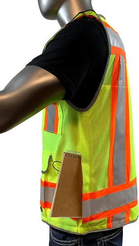 Vista 7 de REXZUS A Chaleco Reflectante Clase 2 Heavy Woven Dos Tonos Ingeniero Hi Viz Chaleco de Seguridad 3M 8712 Cinta