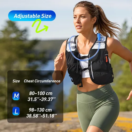 Vista 6 de AGPTEK Chaleco de hidratación para correr con bolsa de agua de 2 L para hombres y mujeres, chaleco ligero y ajustable para correr, caminar