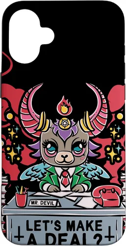 Vista 22 de Funda para iPhone 16 Kawaii Pastel Goth Make A Deal Baphomet Aesthetic Nu Cute Case