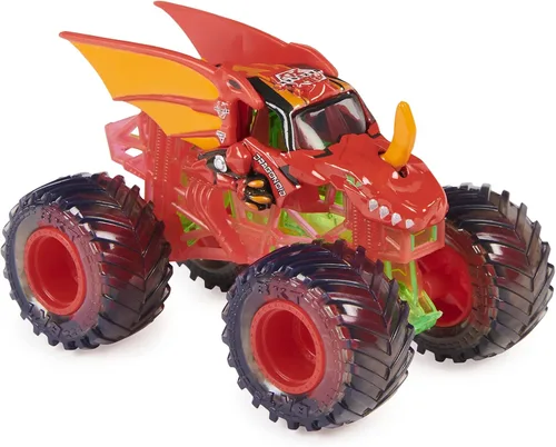 Vista 5 de Monster Jam Camión fundido a troquel 1:64 Spin Master 2022 con accesorio adicional: Dragonoid de tripulación transparente