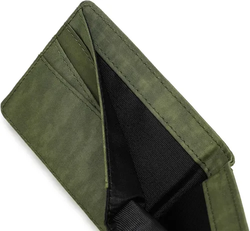 Vista 7 de Lanyani Carteras RFID Bifold Simple, Verde oliva, Casual