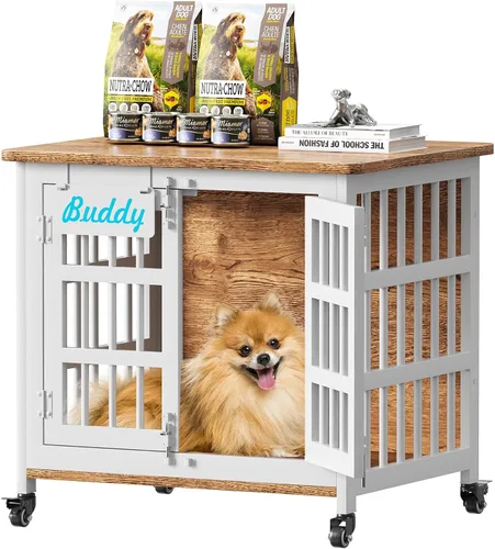 Vista 22 de EasyCom Jaula para Perros de Alta Resistencia para Interior con Etiqueta de Nombre, Mueble de Jaula para Perros de 27 Pulgadas para Perros Pequeños