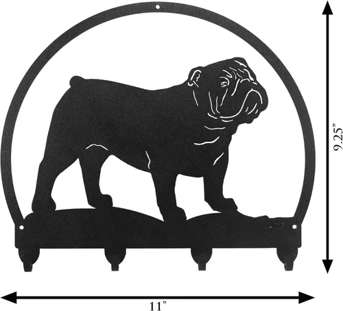 Vista 2 de SWEN Products Percha de llavero de metal Bulldog Inglés - Soporte para correa
