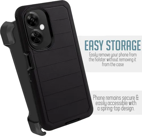 Vista 3 de Customerifrst - Funda para teléfono a prueba de golpes, compatible con OnePlus Nord N30 5G, con clip para cinturón, funda resistente de cuerpo Raya