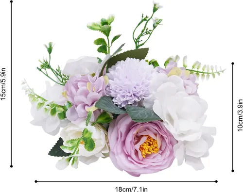 Vista 6 de DYRABREST Bolas de flores de boda para centros de mesa, 10 piezas de flores artificiales falsas de plástico para centros de mesa de boda, ramo