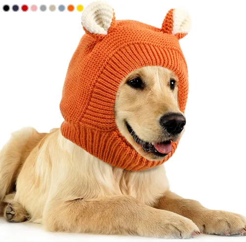 Vista 10 de Orejeras silenciosas para perros, cuello de 14.96 pulgadas, protectores auditivos para perros, protección contra ruido, gorro de punto envolvente
