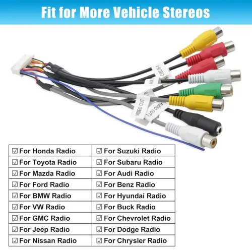 Vista 3 de Adaptador de radio estéreo para coche Android (20 pines) En Dash Stereo RCA Asamblea Audio Video Cableado Arnés Subwoofer Micrófono Entrada Enchufe