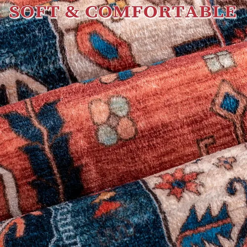 Vista 172 de SERISSA - Tapetes florales vintage, antideslizante, lavable, pequeño, ultrasuave, bohemio, de pelo bajo, para entrada, interiores, habitación