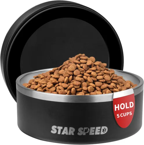 Vista 29 de StarSpeed - Cuencos aislados de acero inoxidable para perros de 24 onzas (color negro)