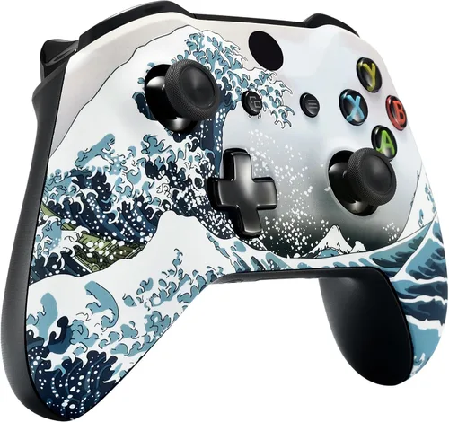 Vista 4 de eXtremeRate - Paquete de carcasa frontal para mando de Microsoft Xbox One S y Xbox One X, con destornillador., The Great Wave