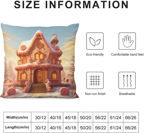 Vista 3 de Funda de cojín con diseño de casa de pan de jengibre con galletas, fundas de almohada cuadradas para sofá y cama, fundas de almohada cuadradas