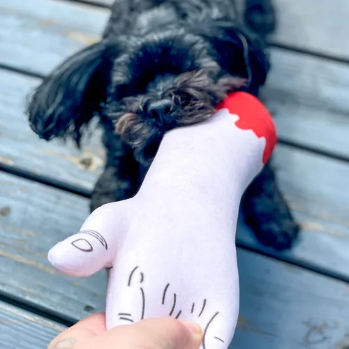 Vista 4 de Juguete de brazo zombi para perro divertido de peluche con chirriador masticable para cachorros