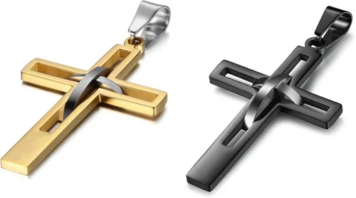 Vista 20 de OIDEA Cross Pendant Necklace for Men Women: High Polish Hollow Openwork Stainless Steel Cross Chain Mens Jewelry Gifts