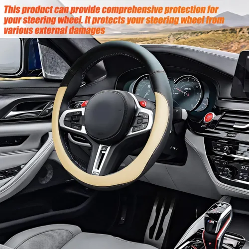 Vista 3 de Funda para Volante de Auto, 15 Pulgadas de Cuero Antideslizante y Transpirable para Vehículo con Sensación Cómoda, Accesorios