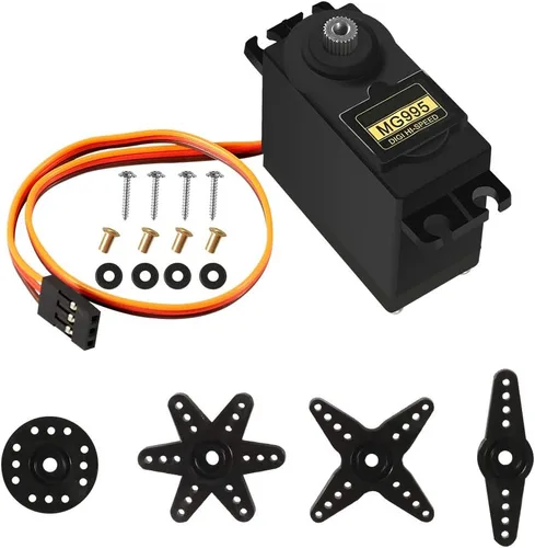 Vista 2 de 4 piezas MG995 RC Servo Moto Metal Gear Servo de alta velocidad Motor servo digital compatible con coche inteligente robot, barco, helicóptero RC