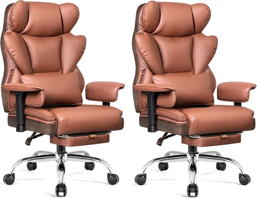 Vista 15 de BESTFAIR Silla de Oficina Grande y Alta - Silla Ejecutiva de Servicio Pesado 400 LBS con Soporte Lumbar y Reposapiés, Silla de Escritorio Ergonómica