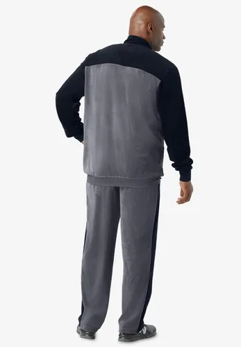 Vista 2 de KingSize Chándal de terciopelo grande y alto con bloques de color para hombre