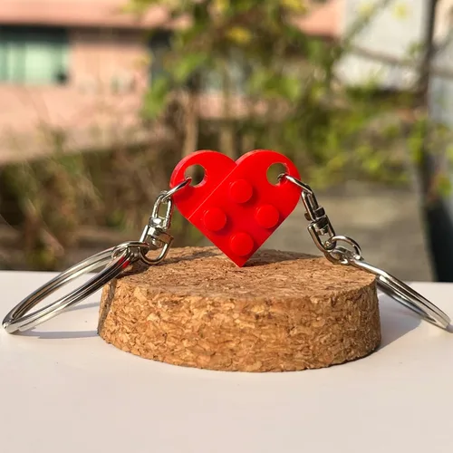 Vista 9 de Llavero de ladrillo para mejor amigo, para amistad, pareja, novio, novia, juego de llavero de corazón, día de San Valentín, cumpleaños, llavero