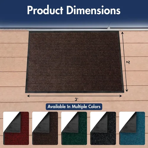 Vista 2 de Notrax 109 Alfombra de entrada con cepillo para interior/exterior, 2' x 3', alfombra absorbente y resistente al deslizamiento para entrada, marrón