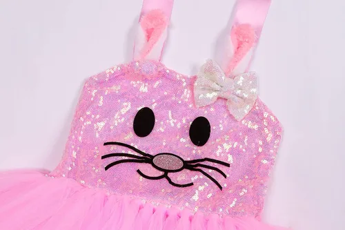 Vista 4 de Neilyoshop Easter Bunny Costume for Girls LED Light Up Princess Tutu Dress with Rabbit Headband for Easter Party