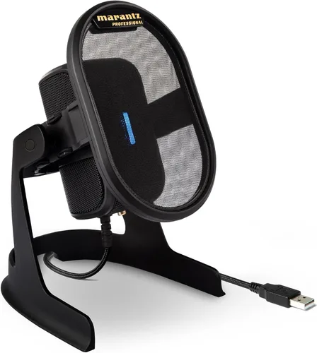 Vista 9 de Marantz Professional MPM-1000U - Micrófono de condensador USB para juegos, streaming y podcasting - Interfaz de audio incorporada, soporte