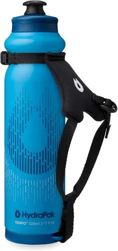 Vista 10 de HydraPak Tempo Pro 400ml - Botella de mano para correr y exprimir para hidratación en entrenamiento y día de carrera con correa removible Negro