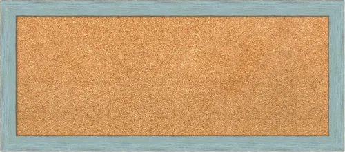 Vista 11 de Amanti Art Tablero de corcho natural para pared (20 x 14) con marco de madera azul rústico azul cielo, pequeño tablero de corcho para oficina