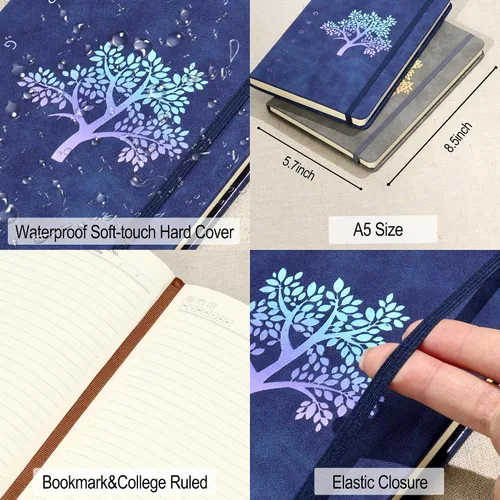 Vista 2 de Fanery Sue Cuaderno de Diario Paquete de 3 Cuadernos del Árbol de la Vida para Escribir A5 Rayado Universitario Cuadernos de Escritura Personal