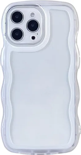 Vista 9 de Funda transparente compatible con iPhone 7 Plus/8 Plus, lindo marco ondulado de color sólido, transparente, de silicona suave, antiarañazos, a