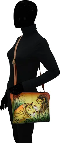 Vista 15 de Anna by Anuschka Organizador de viaje con cremallera de dos caras de cuero genuino pintado a mano para mujer