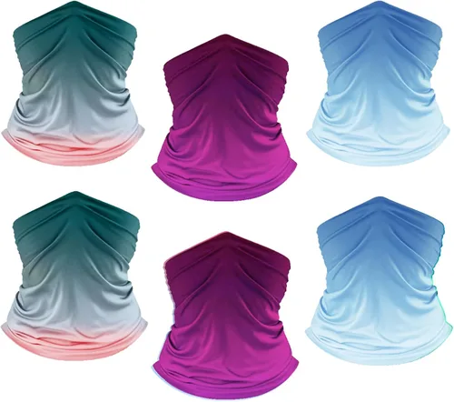 Vista 10 de UPF 50+ Sun Protection UV Cooling Neck Gaiter Face Mask Gradient Color Scarf Breathable Bandana for Men & Women