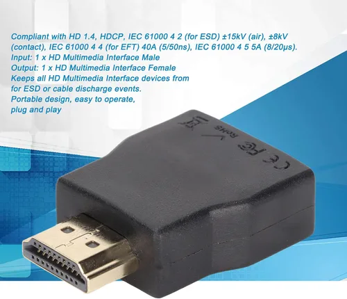 Vista 2 de Protector HDMI, mini HDMI portátil 1.4 macho a hembra dispositivo para ESD y protección contra sobretensiones