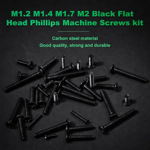 Vista 4 de 1440 tornillos negros para computadora portátil M1.2 M1.4 M1.7 M2 cabeza plana Phillips Tornillos avellanados SSD Tornillos Accesorios Mini máquina