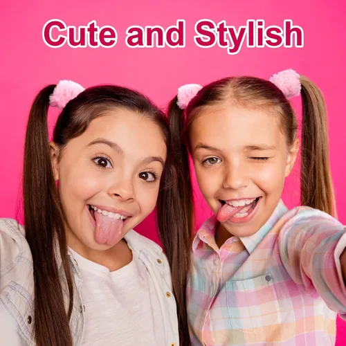 Vista 7 de OIIKI 14 bandas elásticas para el cabello con pelo sintético de conejo, bandas elásticas para coleta de caballo para niñas y mujeres, accesorios