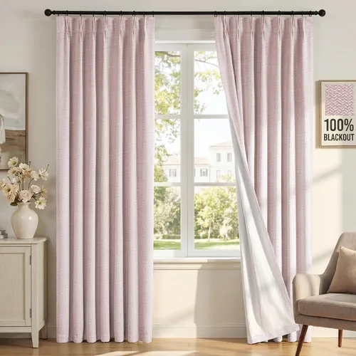 Vista 20 de H.VERSAILTEX Cortinas 100% de opacidad para dormitorio, cortinas plisadas para sala de estar, cortinas opacas con aislamiento térmico entrenadas
