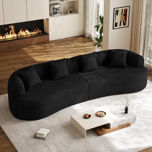 Vista 20 de Sofá seccional de gran tamaño de 147" para sala de estar, sofá moderno de lujo de chenilla suave de 4 plazas extra profundo y ancho con asiento