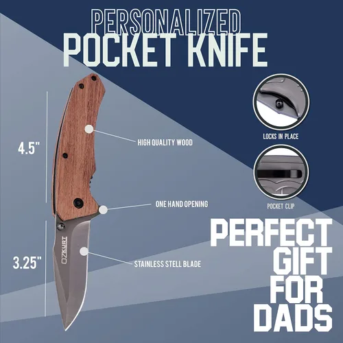 Vista 5 de Regalos para hombres, cuchillo de bolsillo personalizado para hombres, icono grabado, nombre y texto, 36 iconos y 20 fuentes, regalos para papá
